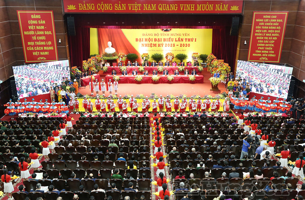 Đại hội đại biểu Đảng bộ tỉnh Hưng Yên lần thứ I, nhiệm kỳ 2025- 2030. Ảnh: Trịnh Cường.