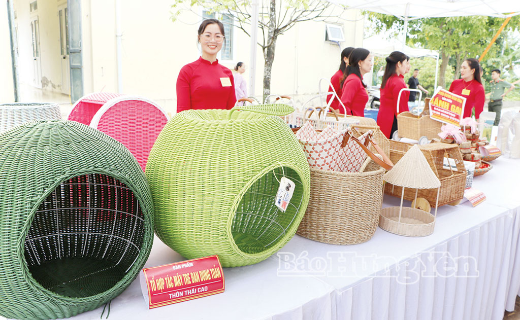 Sản phẩm mây tre đan của người dân thôn Thái Cao, xã Bình Định.