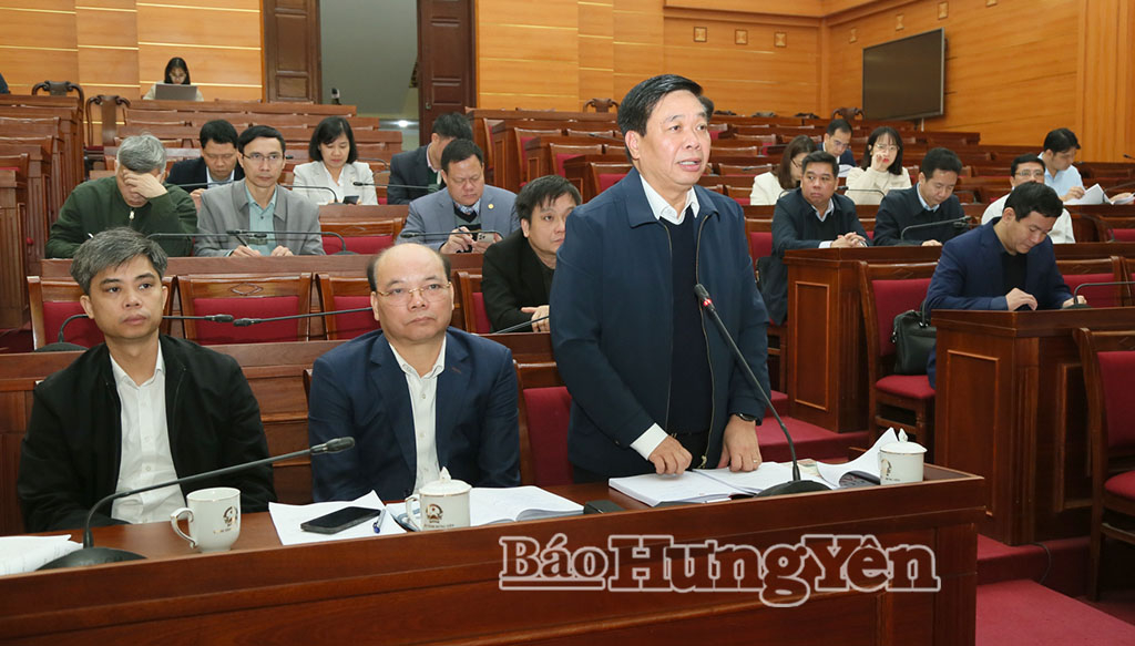 Đồng chí Nguyễn Quang Hưng, Ủy viên Ban Thường vụ Tỉnh ủy, Chủ nhiệm Ủy ban Kiểm tra Tỉnh ủy phát biểu.