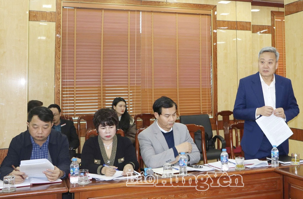 Đại diện Sở Văn hoá, Thể thao và Du lịch phát biểu tại cuộc họp. 