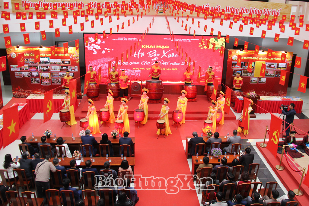  Quang cảnh lễ khai mạc trưng bày chuyên đề “Hội Báo Xuân và Không gian Chợ Tết Việt năm 2026”.