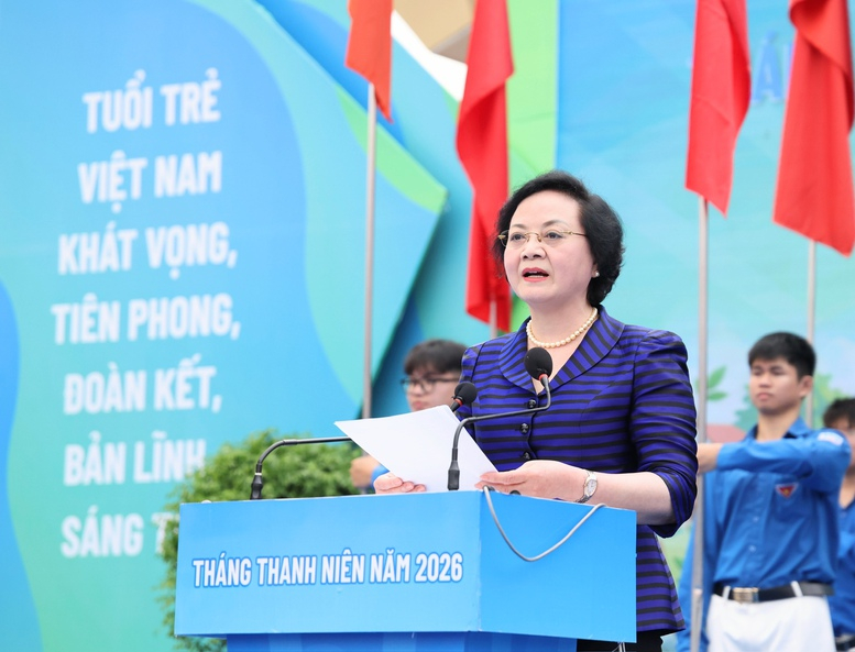 Bí thư Trung ương Đảng, Phó Thủ tướng Phạm Thị Thanh Trà phát biểu chỉ đạo tại Lễ khởi động Tháng Thanh niên năm 2026 và phát động Tết trồng cây “Đời đời nhớ ơn Bác Hồ” - Ảnh: VGP/Thu Giang