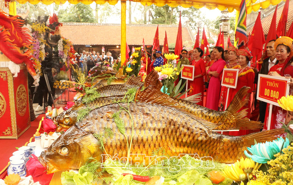 Mỗi đội thi chuẩn bị mâm cỗ cá gồm 3 con: cá trắm đen, cá chép và cá trôi. Mỗi con có khối lượng từ 3 kg đến 7 kg.