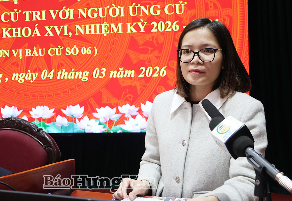 Bà Nguyễn Thị Phượng, Phó Bí thư Chi bộ, Phó Trưởng khoa Khoa Phục hồi chức năng, Bệnh viện Y học cổ truyền Thái Bình, tỉnh Hưng Yên trình bày chương trình hành động.