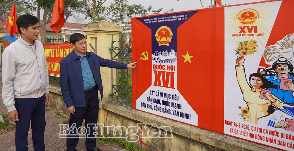 Xã Diên Hà tổ chức tuyên truyền trực quan bầu cử đại biểu Quốc hội khóa XVI và đại biểu HĐND các cấp nhiệm kỳ 2026 - 2031.