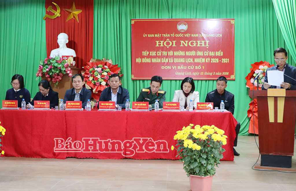 Các ứng cử viên đại biểu HĐND xã Quang Lịch nhiệm kỳ 2026 - 2031 tại đơn vị bầu cử số 1.
