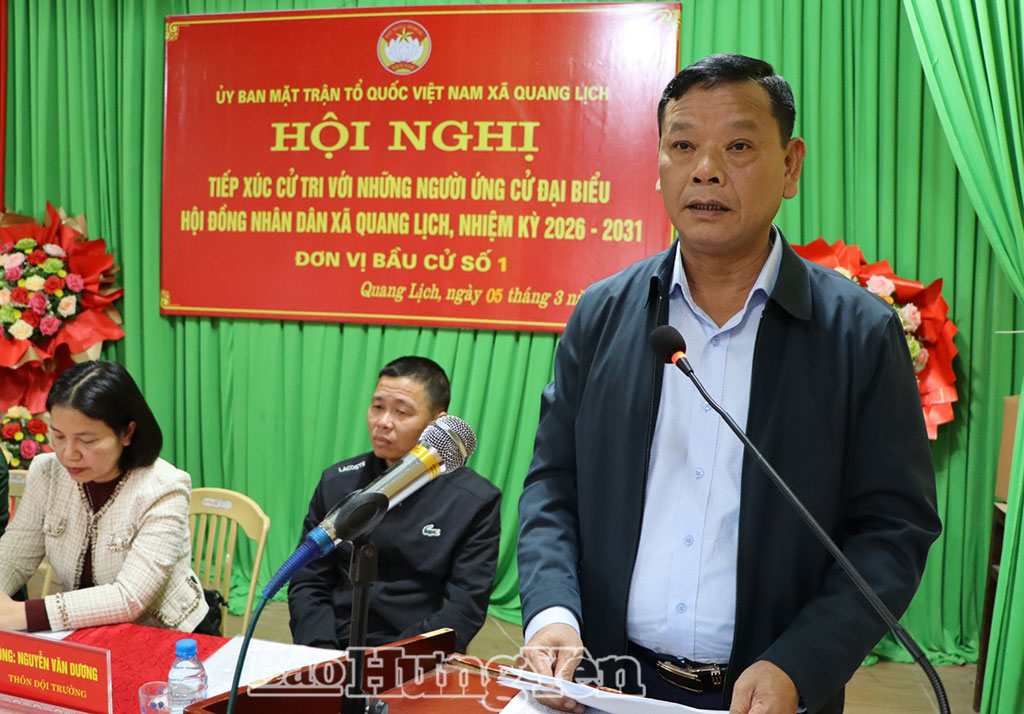 Các ứng cử viên đại biểu HĐND xã Quang Lịch nhiệm kỳ 2026 - 2031 tại đơn vị bầu cử số 1.
