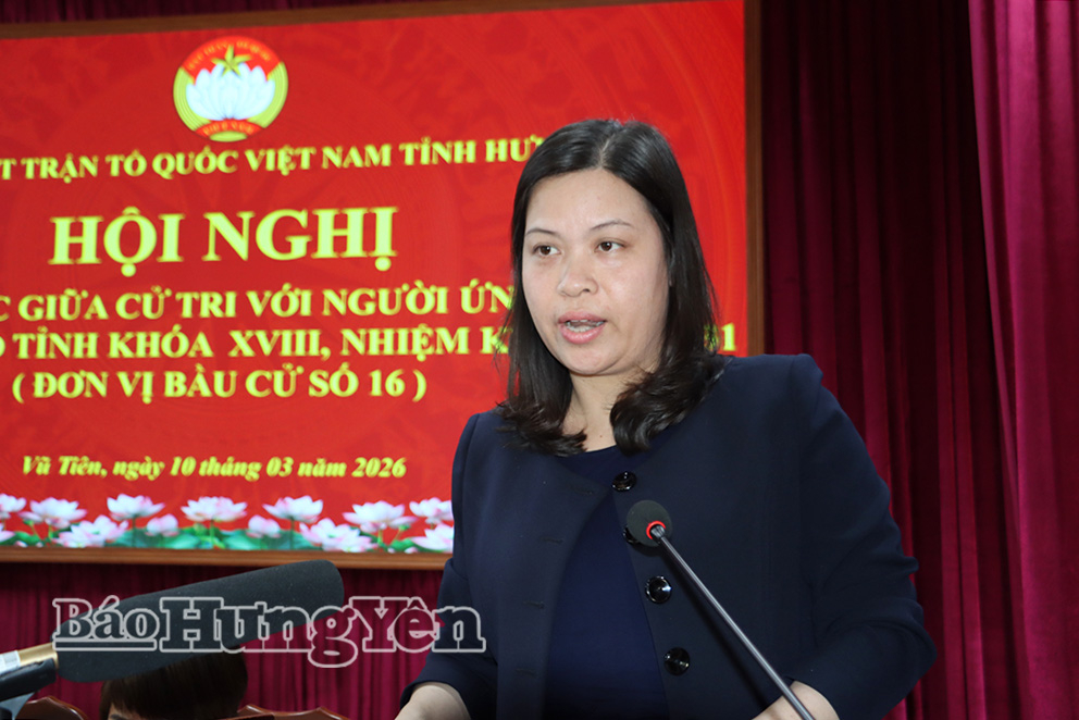 Bà Trần Thị Thanh Thủy, Phó Trưởng phòng Công tác HĐND, Văn phòng Đoàn đại biểu Quốc hội và HĐND tỉnh trình bày chương trình hành động.