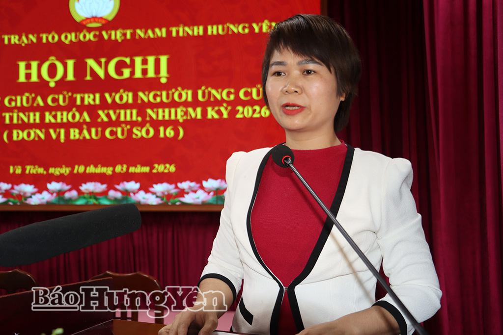 Bà Nguyễn Thị Hiếu, viên chức Trung tâm Lưu trữ lịch sử, Sở Nội vụ trình bày chương trình hành động.