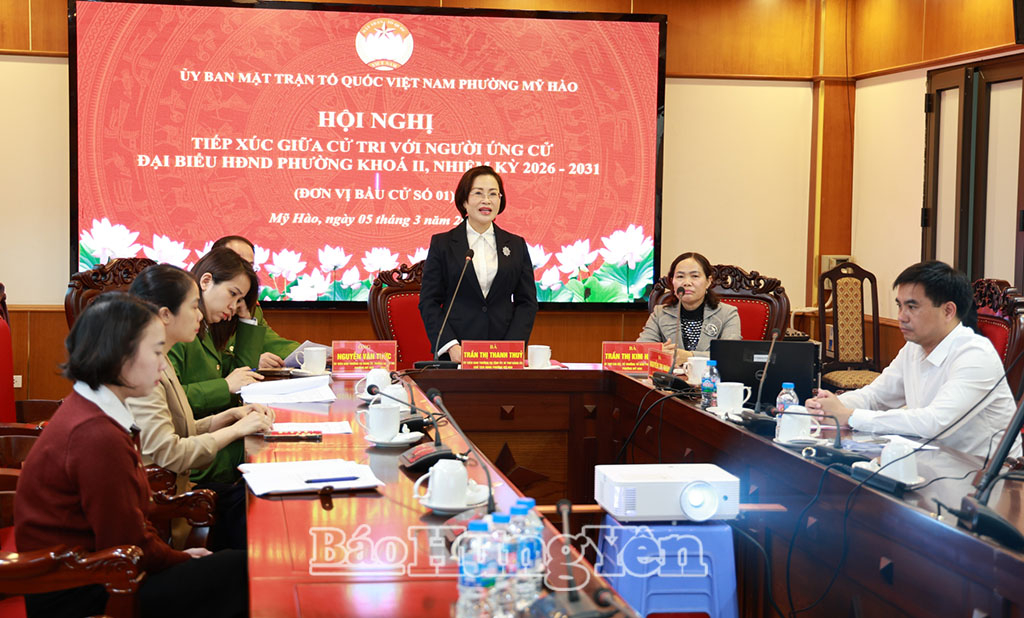 Ứng cử viên đại biểu HĐND phường Mỹ Hào khóa II, nhiệm kỳ 2026 - 2031 tiếp xúc cử tri bằng hình thức trực tuyến.