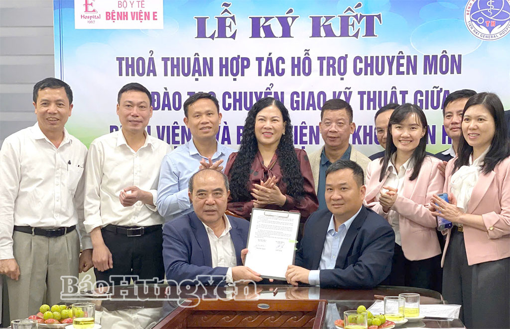 K&yacute; kết thỏa thuận hợp t&aacute;c hỗ trợ chuy&ecirc;n m&ocirc;n, đ&agrave;o tạo chuyển giao kỹ thuật giữa Bệnh viện Đa khoa Tiền Hải v&agrave; Bệnh viện E