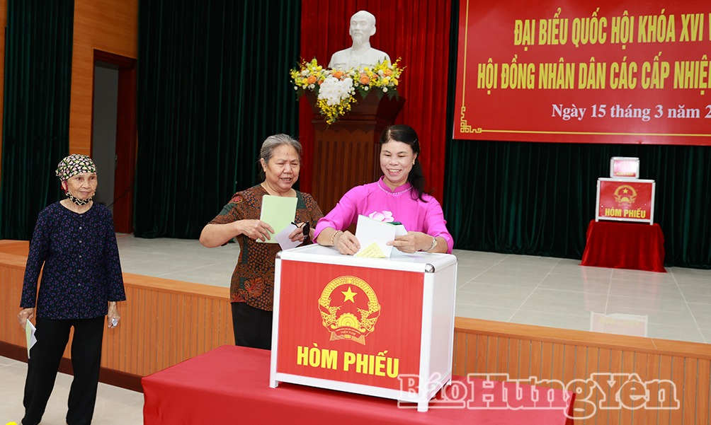 Cử tri bỏ phiếu bầu.