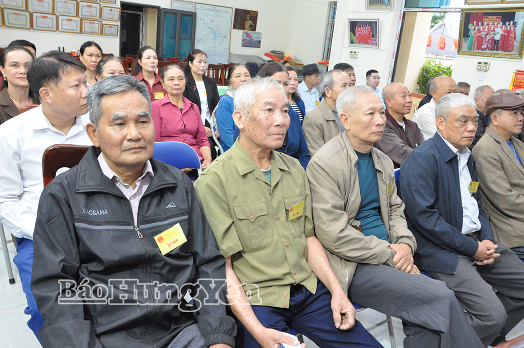 Cử tri thôn Long Cầu, xã Đoàn Đào dự lễ khai mạc.