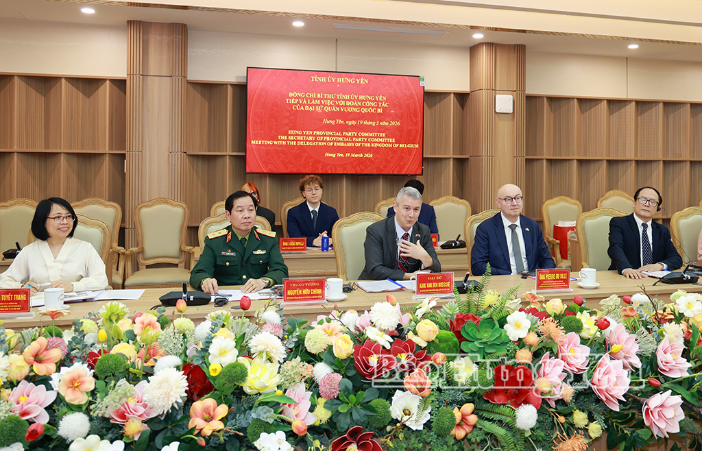 Các đại biểu trong đoàn công tác của Đại sứ quán Vương quốc Bỉ.