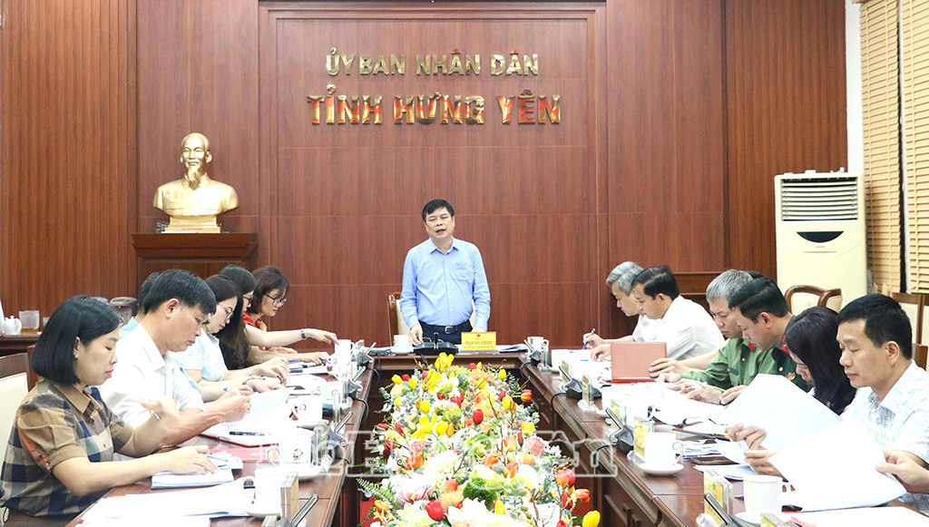 Đồng chí Phạm Văn Nghiêm, Phó Chủ tịch UBND tỉnh phát biểu tại cuộc họp.