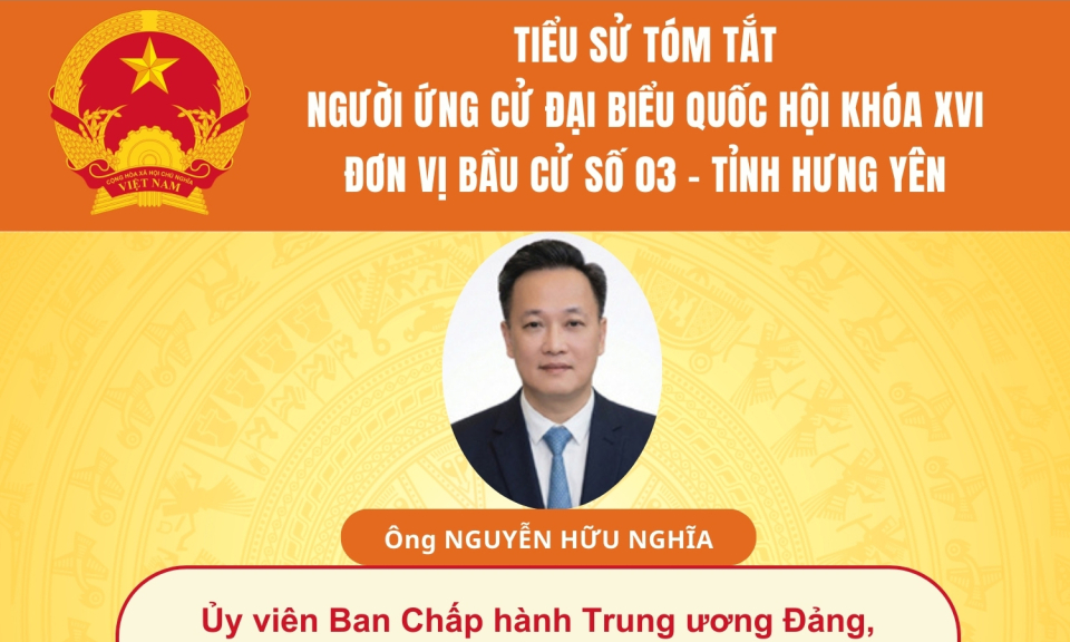 TIỂU SỬ V&Agrave; CHƯƠNG TR&Igrave;NH H&Agrave;NH ĐỘNG CỦA NGƯỜI ỨNG CỬ ĐẠI BIỂU QUỐC HỘI KH&Oacute;A XVI: &Ocirc;NG NGUYỄN HỮU NGHĨA