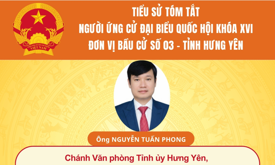 TIỂU SỬ V&Agrave; CHƯƠNG TR&Igrave;NH H&Agrave;NH ĐỘNG CỦA NGƯỜI ỨNG CỬ ĐẠI BIỂU QUỐC HỘI KH&Oacute;A XVI: &Ocirc;NG NGUYỄN TUẤN PHONG