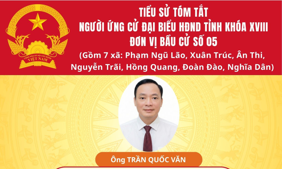 TIỂU SỬ V&Agrave; CHƯƠNG TR&Igrave;NH H&Agrave;NH ĐỘNG CỦA ỨNG CỬ VI&Ecirc;N ĐẠI BIỂU HĐND TỈNH KH&Oacute;A XVIII TẠI ĐƠN VỊ BẦU CỬ SỐ 5: &Ocirc;NG TRẦN QUỐC VĂN