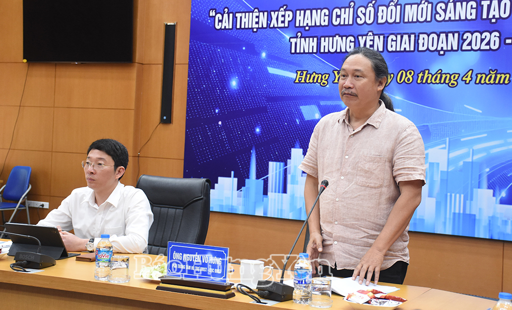 Chuyên gia Cục Đổi mới sáng tạo, Bộ Khoa học và Công nghệ phát biểu tại hội thảo.