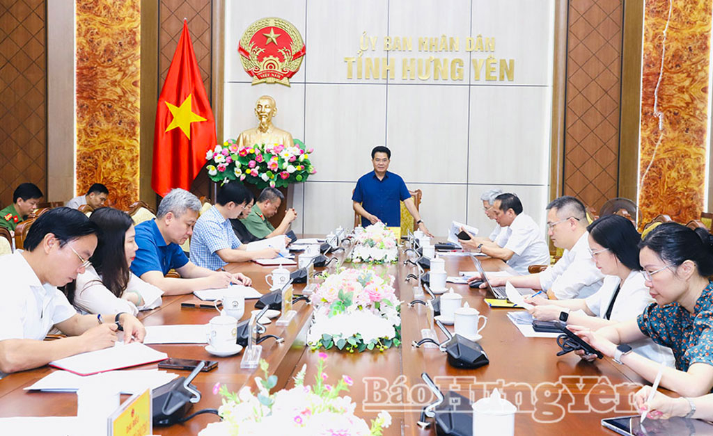 Đồng chí Lê Quang Hòa, Ủy viên Ban Thường vụ Tỉnh ủy, Phó Chủ tịch UBND tỉnh phát biểu tại cuộc họp.
