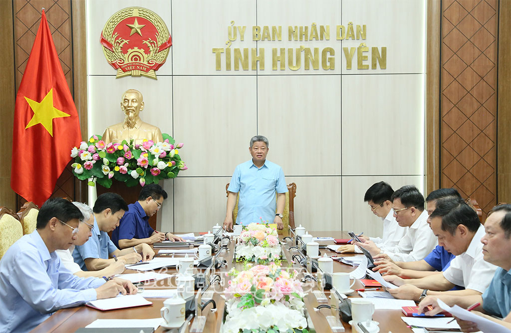 Đồng chí Nguyễn Mạnh Quyền, Phó Bí thư Tỉnh ủy, Chủ tịch UBND tỉnh phát biểu tại cuộc họp.