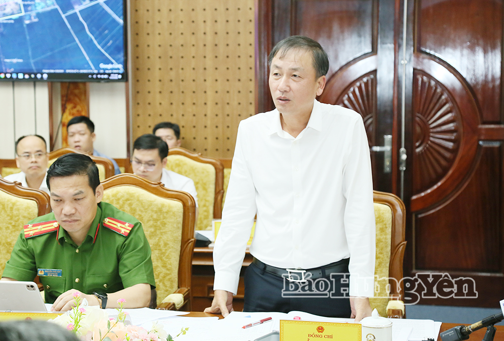 Đồng chí Nguyễn Hùng Nam, Phó Chủ tịch UBND tỉnh phát biểu tại cuộc họp.