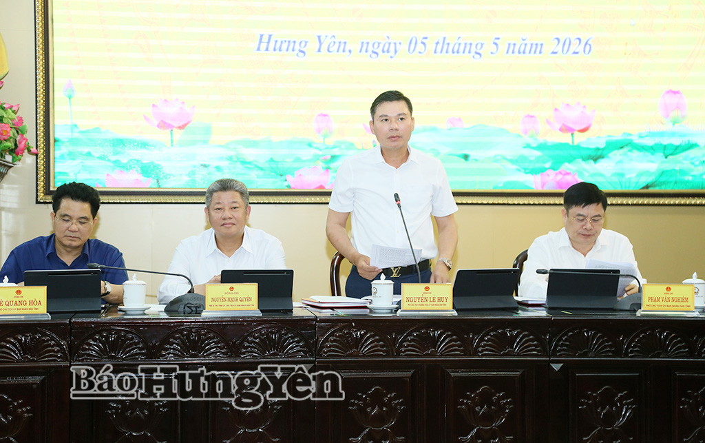 Đồng chí Nguyễn Lê Huy, Ủy viên Ban Thường vụ Tỉnh ủy, Phó Chủ tịch Thường trực UBND tỉnh phát biểu tại phiên họp.