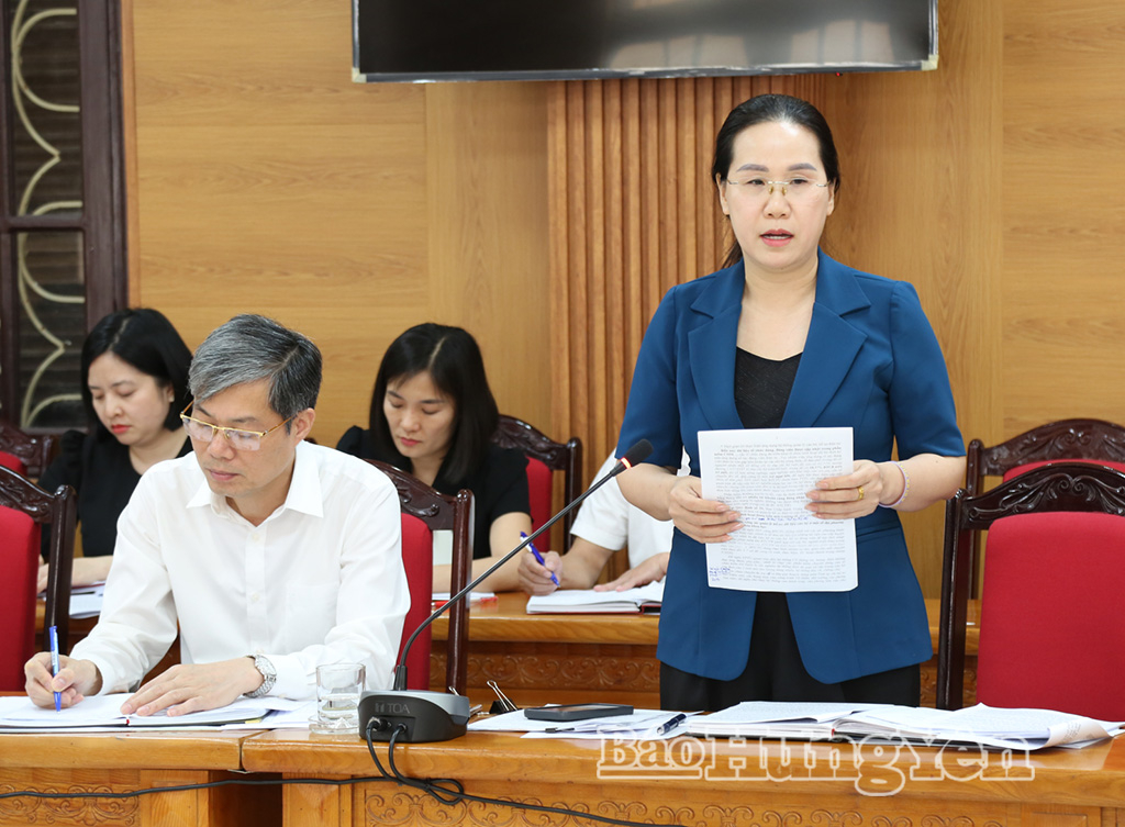 Lãnh đạo Ban Tổ chức Tỉnh ủy phát biểu tại hội nghị. 
