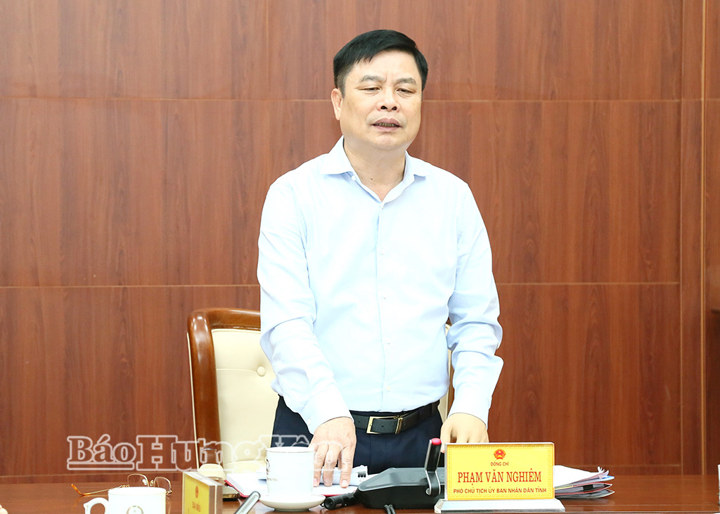 Đồng chí Phó Chủ tịch UBND tỉnh Phạm Văn Nghiêm phát biểu kết luận cuộc họp.