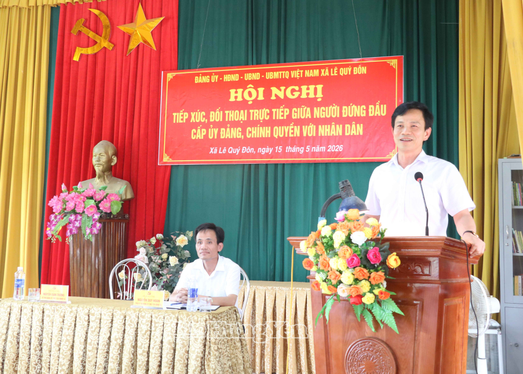 Lãnh đạo xã Lê Quý Đôn phát biểu tại hội nghị.