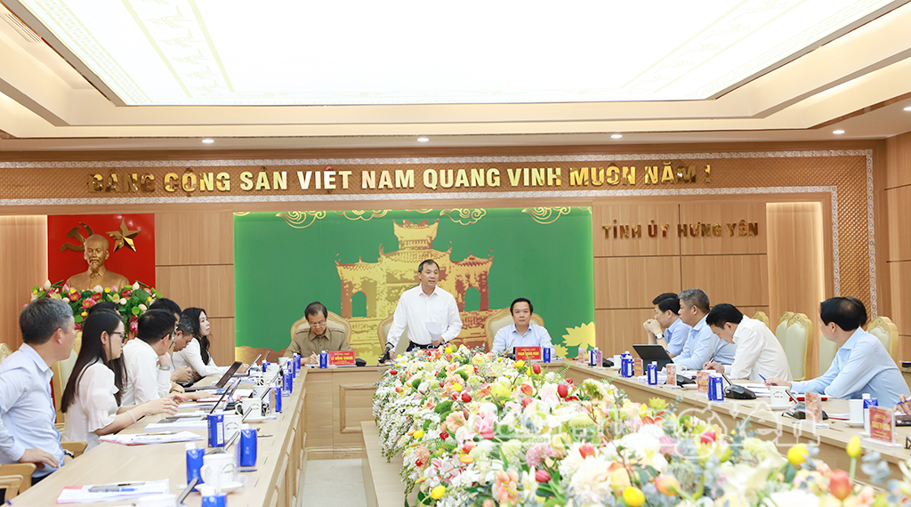 Đồng chí Hoàng Trung Dũng, Ủy viên Ban Chấp hành Trung ương Đảng, Phó Trưởng ban Thường trực Ban Tổ chức Trung ương phát biểu tại buổi làm việc.