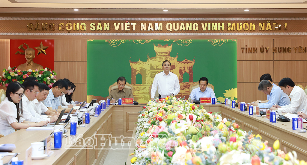 Đồng chí Hoàng Trung Dũng, Ủy viên Ban Chấp hành Trung ương Đảng, Phó Trưởng ban Thường trực Ban Tổ chức Trung ương phát biểu tại buổi làm việc.