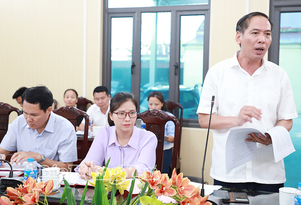 Lãnh đạo các sở, ngành phát biểu tại buổi làm việc.