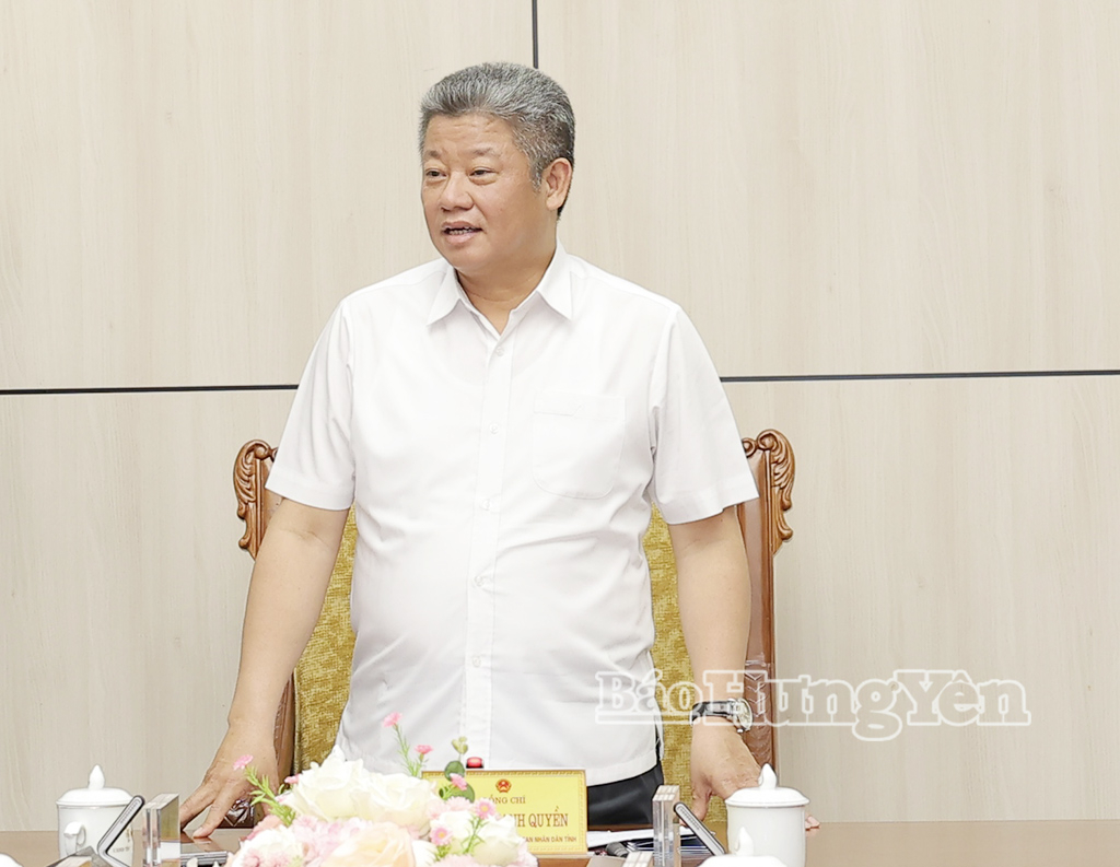 Đồng chí Nguyễn Mạnh Quyền, Phó Bí thư Tỉnh ủy, Chủ tịch UBND tỉnh phát biểu tại buổi làm việc.