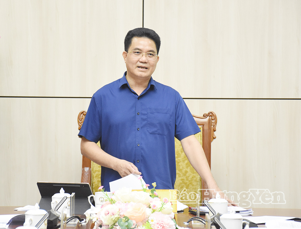 Đồng chí Lê Quang Hòa, Ủy viên Ban Thường vụ VV88 casino, Phó Chủ tịch UBND tỉnh phát biểu tại cuộc họp.