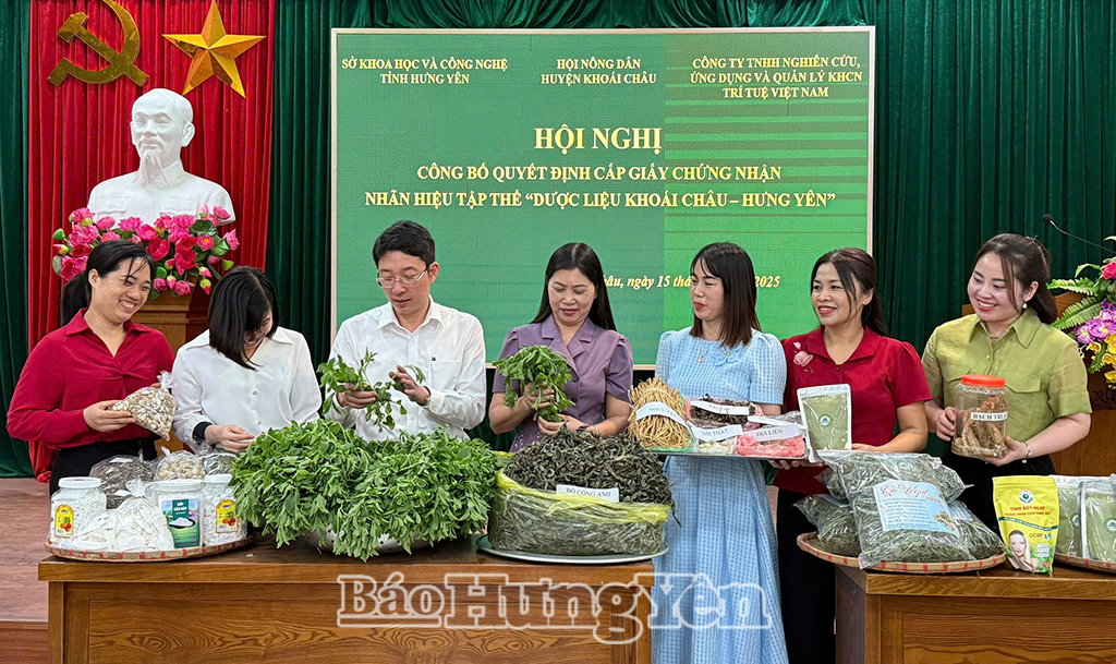 Các đại biểu tham quan gian trưng bày sản phẩm cỏ ngọt và dược liệu được chứng nhận nhãn hiệu tập thể “Dược liệu Khoái Châu – VV88id nổ hũ”.
