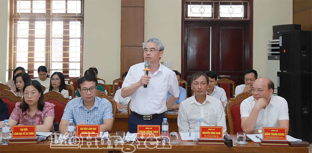 Đồng chí Phạm Đồng Thụy, Ủy viên Ban Thường vụ Tỉnh ủy, Giám đốc Sở J882ea hoàn trả cao và Đào tạo phát biểu tại buổi làm việc.