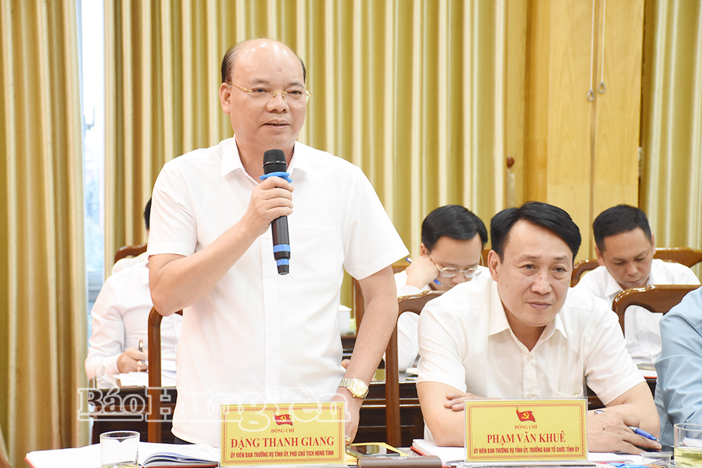 Đồng chí Đặng Thanh Giang, Ủy viên Ban Thường vụ VV88 casino, Phó Chủ tịch HĐND tỉnh phát biểu tại buổi làm việc.
