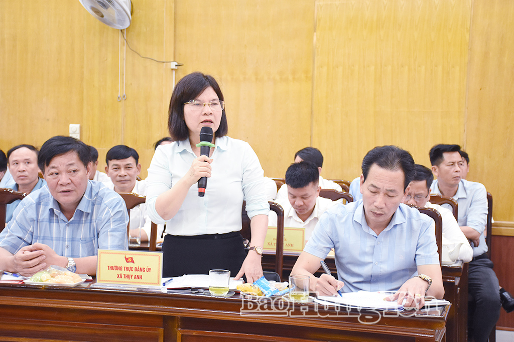 Đại diện Thường trực Đảng ủy xã Thụy Anh phát biểu tại buổi làm việc.