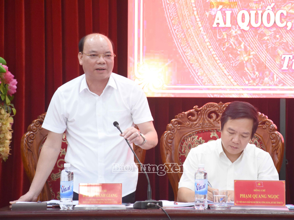 Đồng chí Đặng Thanh Giang, Ủy viên Ban Thường vụ Tỉnh ủy, Phó Chủ tịch HĐND tỉnh phát biểu tại buổi làm việc.