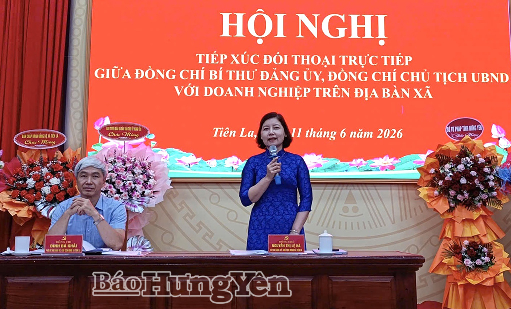 Lãnh đạo xã Tiên La trả lời một số ý kiến phản ánh, kiến nghị của doanh nghiệp.