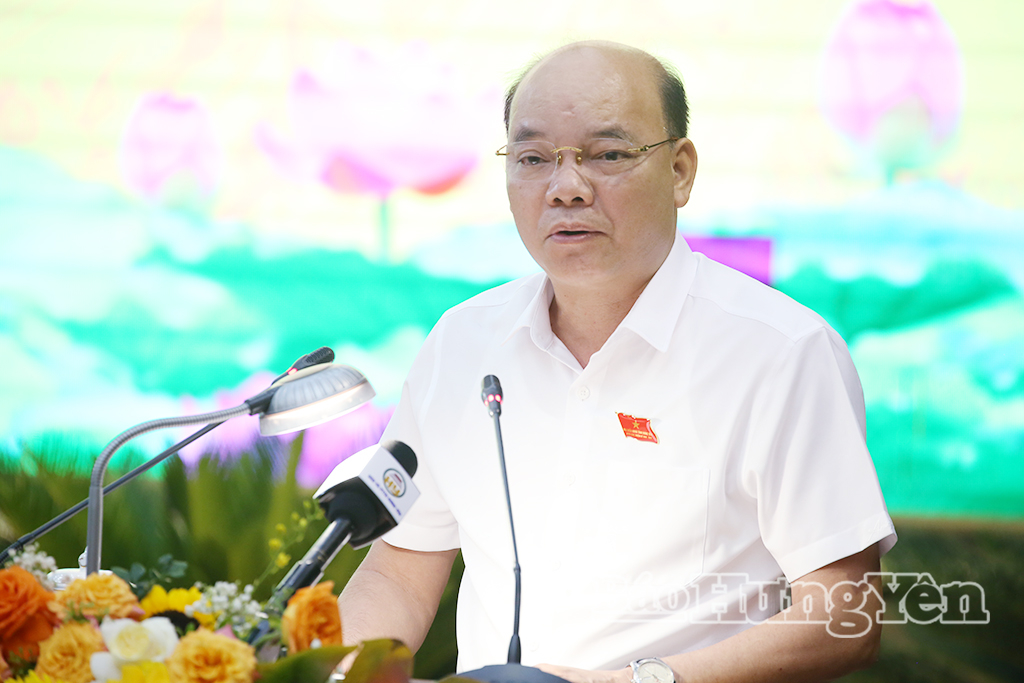 Đồng chí Đặng Thanh Giang, Ủy viên Ban Thường vụ Tỉnh ủy, Phó Chủ tịch HĐND tỉnh phát biểu tại kỳ họp.