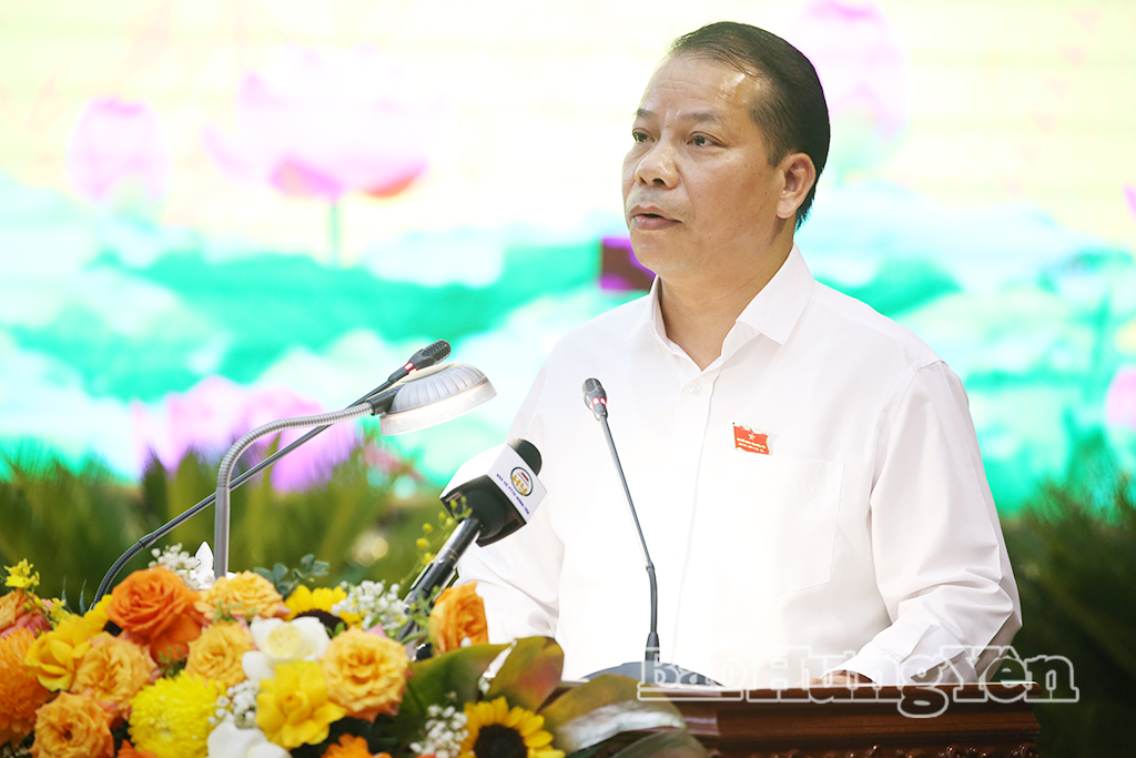 Lãnh đạo Ban Kinh tế - Ngân sách HĐND tỉnh trình bày báo cáo thẩm tra tại kỳ họp.