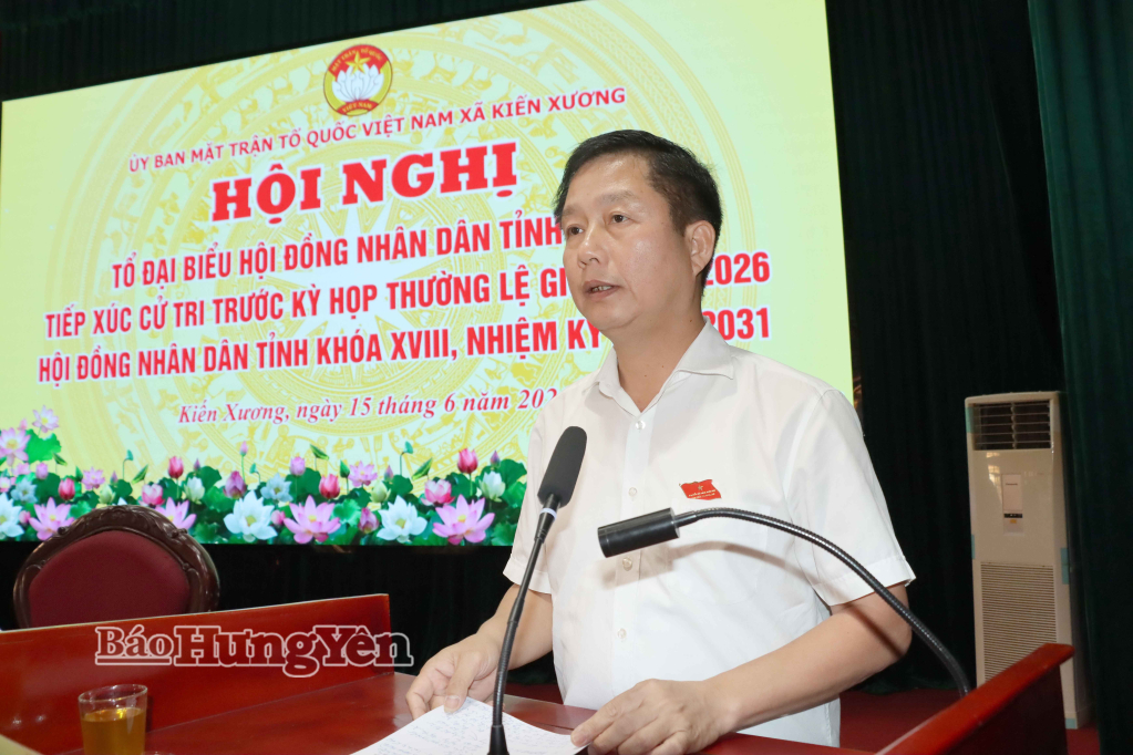 Đồng chí Vũ Thanh Vân, Ủy viên Ban Thường vụ Tỉnh ủy, Giám đốc Sở Công Thương phát biểu giải đáp, tiếp thu ý kiến, kiến nghị của cử tri.