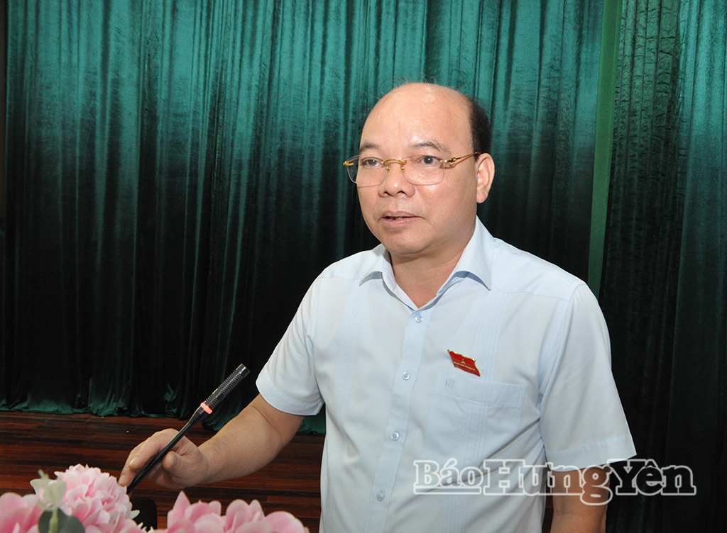 Đồng chí Đặng Thanh Giang, Ủy viên Ban Thường vụ Tỉnh ủy, Phó Chủ tịch HĐND tỉnh phát biểu tại hội nghị tiếp xúc cử tri tại xã Tân Hưng.