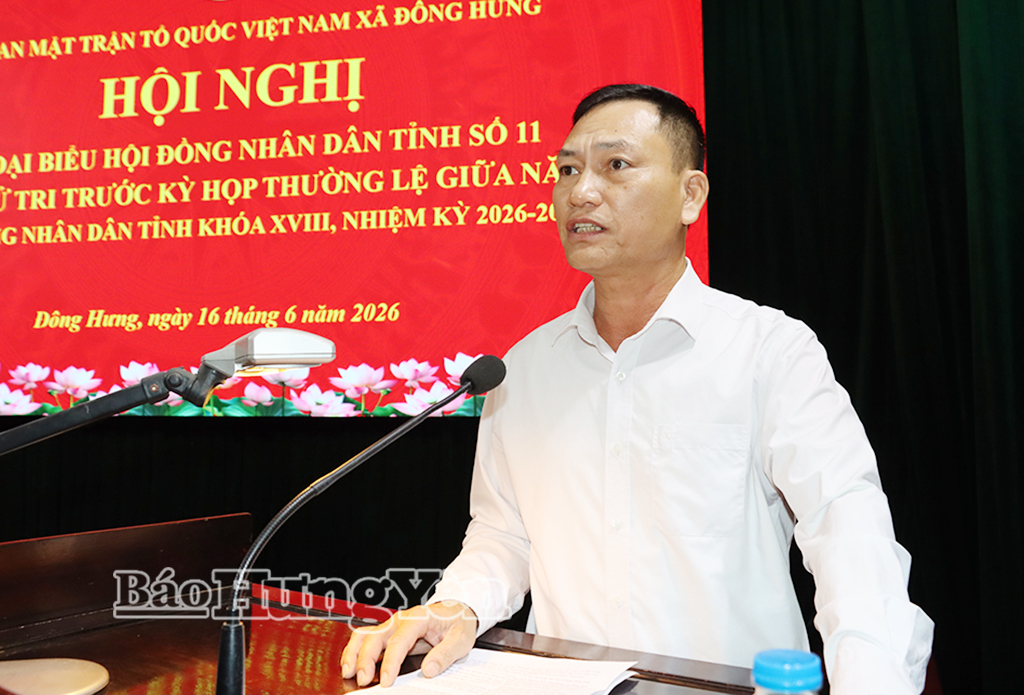 Cử tri xã Đông Quan phát biểu kiến nghị liên quan đến lĩnh vực nông nghiệp.