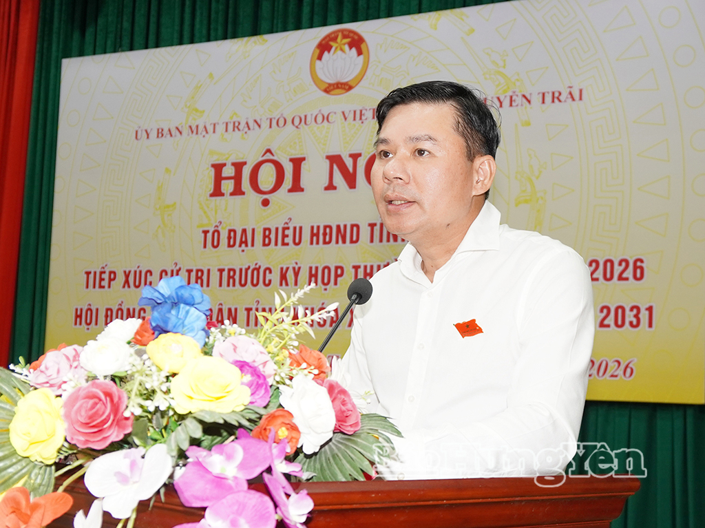 Đồng chí Nguyễn Lê Huy, Ủy viên Ban Thường vụ Tỉnh ủy, Phó Chủ tịch Thường trực UBND tỉnh giải đáp, tiếp thu ý kiến, kiến nghị của cử tri.  