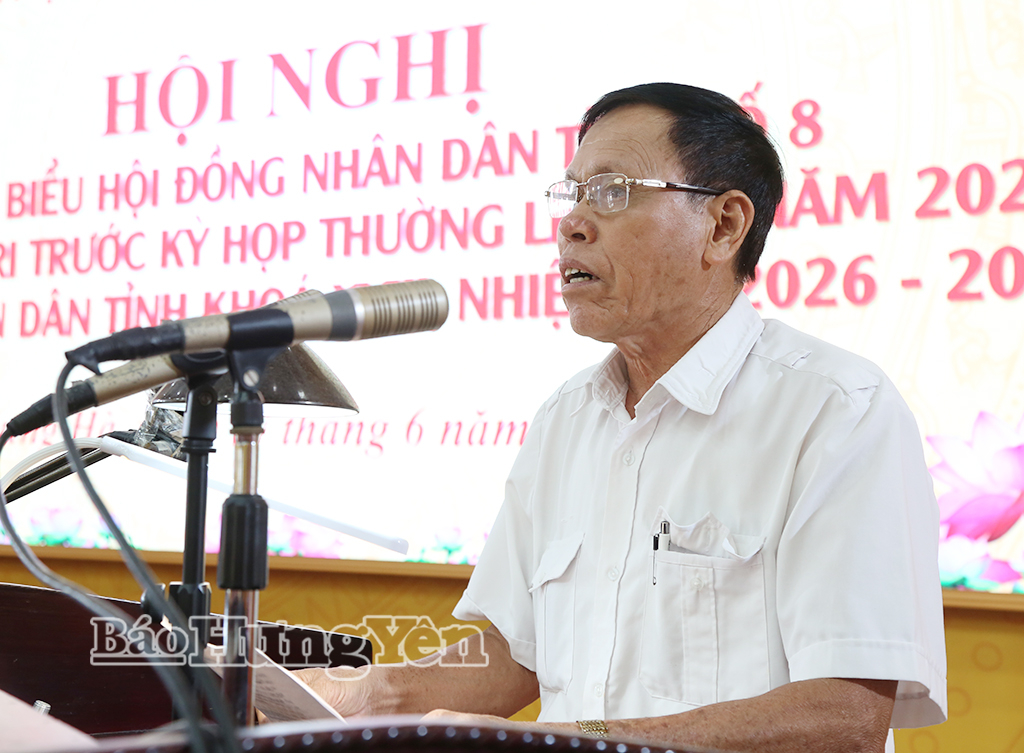 Cử tri xã Hồng Minh phát biểu tại hội nghị.