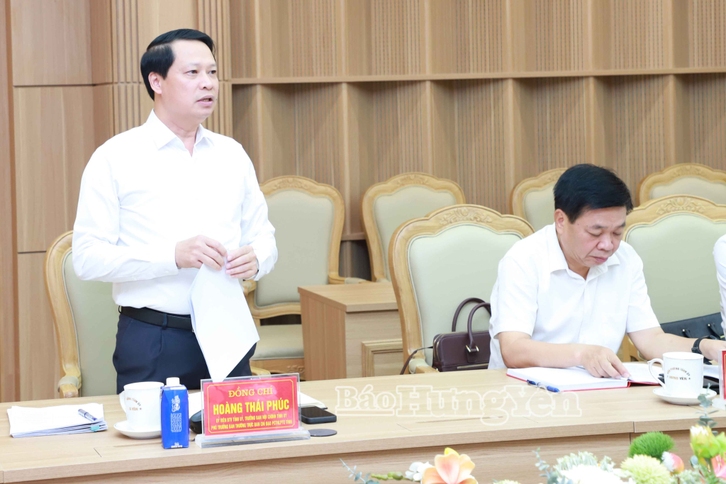 Đồng chí Hoàng Thái Phúc, Ủy viên Ban Thường vụ Tỉnh ủy, Trưởng ban Nội chính Tỉnh ủy, Phó Trưởng ban Thường trực Ban Chỉ đạo tỉnh phát biểu tại phiên họp.