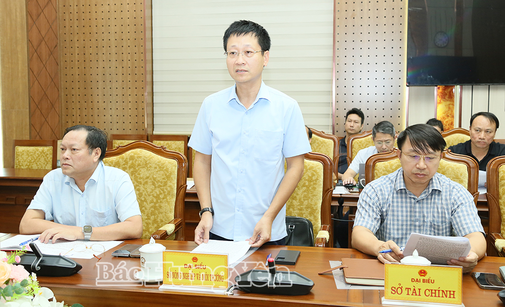 Lãnh đạo Sở Nông nghiệp và Môi trường phát biểu tại cuộc họp.